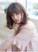 ふんわりバング銀座大人可愛い小顔ナチュラルミディアムボブ