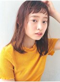 眉上の前髪が大人かわいいアプリコットロブ