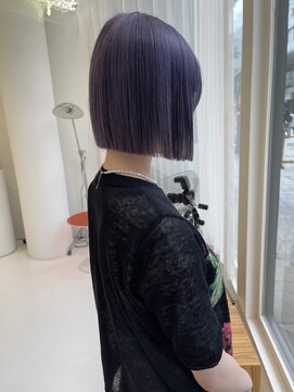 ハイブ 金沢(Hive) 10代20代ハイトーンラベンダー美肌カラー切りっぱなしボブ