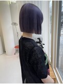 10代20代ハイトーンラベンダー美肌カラー切りっぱなしボブ