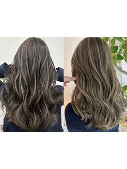 ダメージレスで品のあるハイライトなど、透明感と上品さがあふれるデザインカラー技術が◎