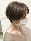 大人可愛い20代30代40代50代黒髪前下がりショートボブ/鹿児島
