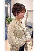 小顔耳だしショートボブナチュラル20代30代40代アッシュベージュ