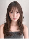 うるツヤダークアッシュ薄め前髪ナチュラルカール愛され