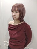 レイヤーボブ×ピンクアッシュブラウン