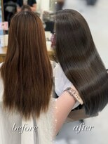 ハピネス 梅田茶屋町店(HAPPINESS)&nbsp;グレージュ/ブリーチなし/レイヤーカット/韓国ヘア/髪質改善