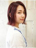 大人可愛い赤ハイライトで艶感アップ