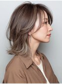 脱白髪染め/白髪ぼかしカラー/顔まわりカット/ミディアム