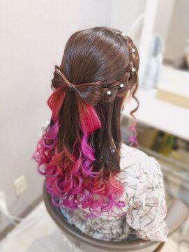 ヘアセットサロン ミント(Hair set salon MINT) 編み込み×髪リボンハーフアップ