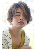 大人可愛い◎20代30代40代前髪パーマグレーベージュ