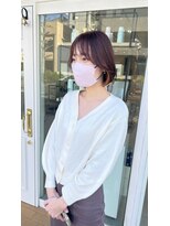 ヘアデザイン ソラ(Sola)&nbsp;ピンクベージュインナーカラー×レイヤーくびれショートボブ