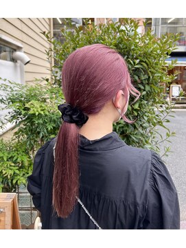 ラフ 原宿(L.a.a.g.f harajuku) チェリーピンク 透明感 ロングヘア@原宿