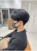 アッシュブラックカルマパーマベリーショートダークアッシュ