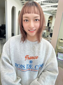 ヴィンスジオ 岐阜駅南(vince gio) ナチュラルオレンジ/きりっぱボブ/ぱっつん前髪