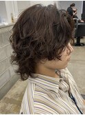 □ニュアンスパーマ波巻きパーマ#センターパート#ダークアッシュ