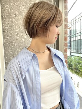 サンク 原宿 表参道(cinq) ダブルカラーショートカットハイトーンマッシュショートボブ30代
