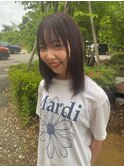 シースルーバング×ボルドーカラー