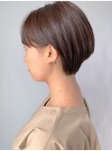ベージュショートボブ_セミウェットウェーブ_ba243092