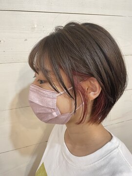 ロア ヘアーコーディネート 三条烏丸店(LoRE hair coordinate) Lore☆ショートボブピンク系インナーカラー