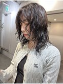 黒髪ワンレンネビージュボブルフ20代小顔パーマ【Anzu】▲新宿