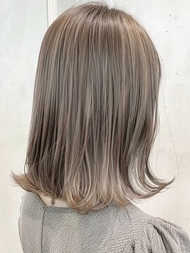 ネックス 表参道本店(nex) デザインカラーレイヤーカットウェットヘアオリーブベージュ白髪
