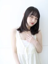 カット/伸ばしかけヘア/ダークブラウン/鎖骨ミディアム