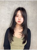 ザクザクレイヤーカット/ブルーブラック/2wayバング