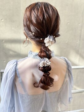 オリンテ バイ レシッド 表参道(orente by rcid) お花編みおろしヘアアレンジおくれ毛ロングお呼ばれポニーテール