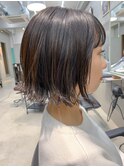 暗髪、グレー、就活ヘア、ボブ