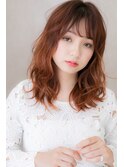 チェリーピンクx無造作パーマの小顔セミディZ川口10代20代30代