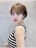 大人ショート前髪ありマッシュひし形丸み丸顔面長 K1023R