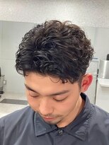 キングオブヘア バイ ノイズ 梅田茶屋町店(KING of hair by NOISM)&nbsp;ショートヘアスパイラルパーマツーブロック短髪マッシュ