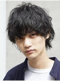 梅田シャドウパーマニュアンスパーママッシュウルフ緩め30代40代
