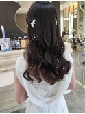 ウェディングフォト/結婚式/お色直し/パールへア/ハーフツイン