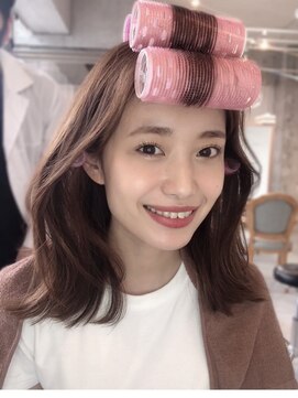 エレノア トーキョー 恵比寿(ELEANOAH TOKYO) 薄めバングカーラー大人かわいいココアブラウンフリンジウェーブ