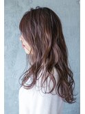 マロンベージュ×セミウエットウエーブ