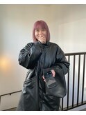 ボブパーマ/黒髪パーマ/切りっぱなしボブ/ショートボブ
