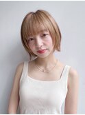 大人ショートボブ前髪あり切りっぱなしボブ丸顔面長Ｋ2024028