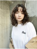 前髪パーマ/波巻き/大人可愛い/センターパート/たまプラーザ