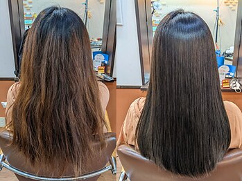 ヘアーアンドチャット リンク 三軒茶屋店(hair&chat LINK)の写真/くせ毛診断を行い1人1人に合わせた提案で悩みを解消！髪の水分量を上げるTRと縮毛矯正で柔らかい手触りに◎