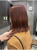 オレンジブラウン、くびれミディアム、ブリーチなし