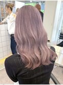 渋谷ピンクベージュカラーペールピンクカラー顔周りレイヤー30代