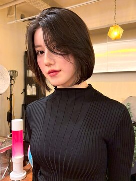 ランプ 代官山(the lamp) 透明感アッシュココアブラウン大人レイヤーボブカット顔周り