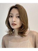 結べる長さのボブ/ミルクティーベージュ/顔周り/韓国風/藤枝