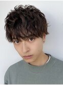 波巻きツイストスパイラルパーマツーブロック刈り上げ
