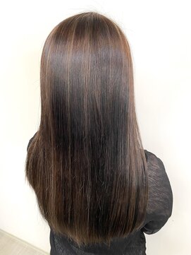 ヘアープロデュース ラピセット 松山(Lapset) 20代30代大人可愛いハイライト艶感グレージュ大人ロング