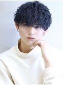 ブルブラスパイラル『スパイラルパーマ×ブルーブラックカラー』