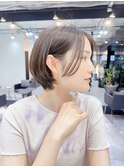 ブリーチなし/透明感/グレージュ/大人ボブ/ショートヘア/小顔