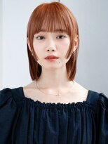 エインアンリー 表参道(AIN.ANLY.)&nbsp;フェイスレイヤーレッドブラウンぱっつん前髪シンプルストレート