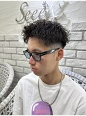 スパイキーショート×ピンパーマ/ツイストスパイラルパーマ